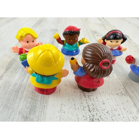 Fisher-Price Little People Figures Lot 6 Teacher Student Crossing Guard Backpack - Picture 3 of 8